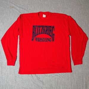 VINTAGE Blitzkrieg Wrestling Brandon Slay T-Shirt Size XL Red Long Sleeve ALL IN